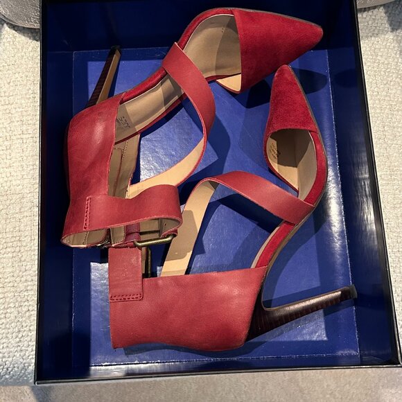 Joie ‘Ali’ Red Suede & Leather Heels — Size 6.5 - Picture 3 of 9